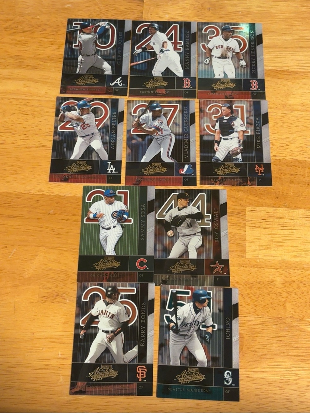 2002 Playoff Absolute Memorabilia MLB Star Player Lot – Ichiro, Barry Bonds etc